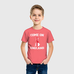 Футболка хлопковая детская Come on England, цвет: коралловый — фото 2