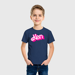 Футболка хлопковая детская Логотип розовый Кен, цвет: тёмно-синий — фото 2