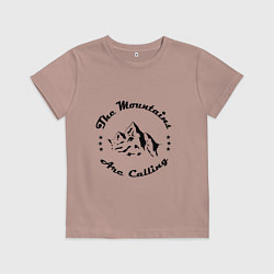 Футболка хлопковая детская Горы зовут - The mountains are calling, цвет: пыльно-розовый