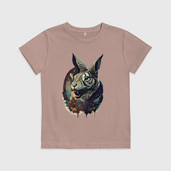 Футболка хлопковая детская Свирепый зайчара - нейросеть, цвет: пыльно-розовый