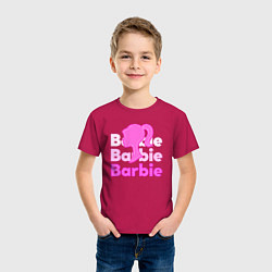 Футболка хлопковая детская Логотип Барби объемный, цвет: маджента — фото 2