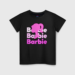 Футболка хлопковая детская Логотип Барби объемный, цвет: черный