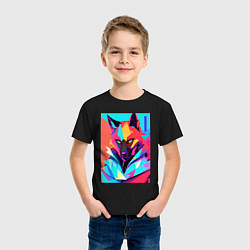 Футболка хлопковая детская Волчара - поп-арт, цвет: черный — фото 2
