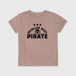 Футболка хлопковая детская Лучший пират в мире, цвет: пыльно-розовый
