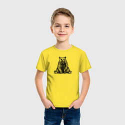 Футболка хлопковая детская Медведь сидит, цвет: желтый — фото 2