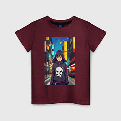 Детская футболка Крутая девчонка в ночном городе - аниме