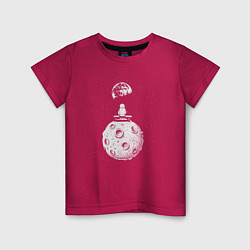 Футболка хлопковая детская Moon spaceman, цвет: маджента