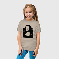 Футболка хлопковая детская Mona Lisa in black white, цвет: миндальный — фото 2