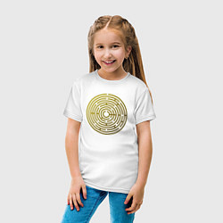 Футболка хлопковая детская Круглый золотой лабиринт, цвет: белый — фото 2
