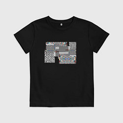 Футболка хлопковая детская Абстрактные блоки, цвет: черный