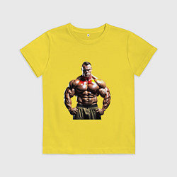 Футболка хлопковая детская Бодибилдер руки в боки, цвет: желтый
