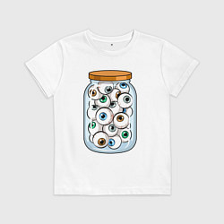 Футболка хлопковая детская Глазки в банке, цвет: белый