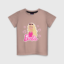 Футболка хлопковая детская Кукла Barbie, цвет: пыльно-розовый