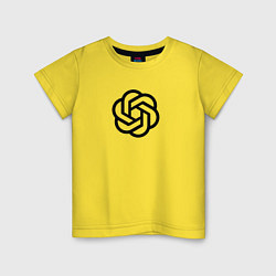 Футболка хлопковая детская Логотип ChatGPT, цвет: желтый