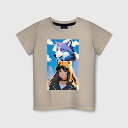Детская футболка Девочка и волк - аниме