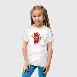Футболка хлопковая детская Радостный арбузик, цвет: белый — фото 2