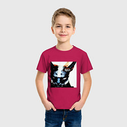 Футболка хлопковая детская Slipkat Meowa, цвет: маджента — фото 2