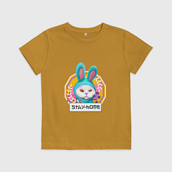 Детская футболка Кот в костюме кролика оставайся дома