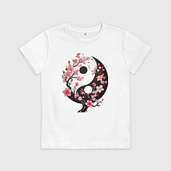 Футболка хлопковая детская Скура с инь и янь, цвет: белый