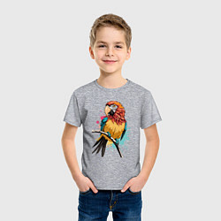 Футболка хлопковая детская Акварельный попугай, цвет: меланж — фото 2