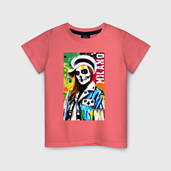 Футболка хлопковая детская Skeleton fashionista - Milano - pop art, цвет: коралловый