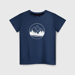Футболка хлопковая детская Горы и лес минимализм, цвет: тёмно-синий