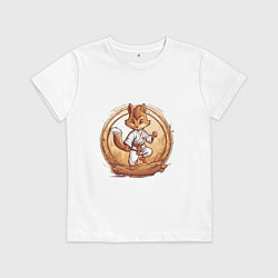 Футболка хлопковая детская Белка карате, цвет: белый