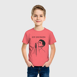 Футболка хлопковая детская Йен Кёртис Joy Division, цвет: коралловый — фото 2