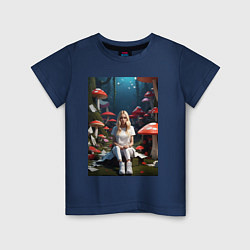 Футболка хлопковая детская Alice in Wonderland, цвет: тёмно-синий
