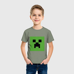 Футболка хлопковая детская Minecraft creeper face, цвет: авокадо — фото 2