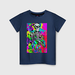 Футболка хлопковая детская Funny skeleton - pop art, цвет: тёмно-синий