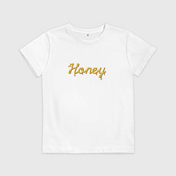 Футболка хлопковая детская Медовый шрифт Honey, цвет: белый