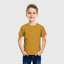 Футболка хлопковая детская Медовый шрифт Honey, цвет: горчичный — фото 2