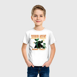 Футболка хлопковая детская Skibidi toilet agent, цвет: белый — фото 2