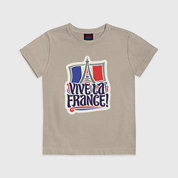 Футболка хлопковая детская Vive la France, цвет: миндальный