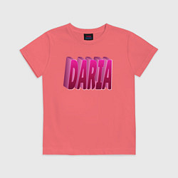 Футболка хлопковая детская Дарья женское имя, цвет: коралловый