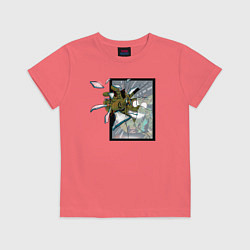 Футболка хлопковая детская Спрингтрап ломает стекло, цвет: коралловый