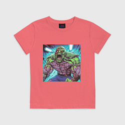 Футболка хлопковая детская Викинг берсерк зомби, цвет: коралловый