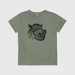 Футболка хлопковая детская Кабан жирный, цвет: авокадо
