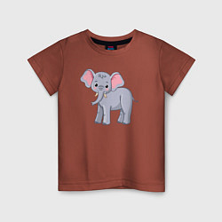 Футболка хлопковая детская Сute elephant, цвет: кирпичный