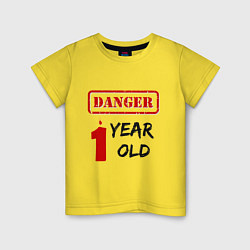 Футболка хлопковая детская Осторожно - мне один год, цвет: желтый