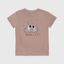 Футболка хлопковая детская Space lovers, цвет: пыльно-розовый