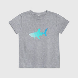 Футболка хлопковая детская Акула лазурный градиент цвета моря, цвет: меланж