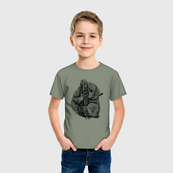 Футболка хлопковая детская Долгопят спит, цвет: авокадо — фото 2