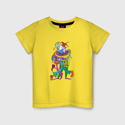 Футболка хлопковая детская Abstract Funny Clowns, цвет: желтый