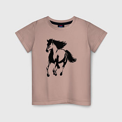 Футболка хлопковая детская Лошадь скачет, цвет: пыльно-розовый