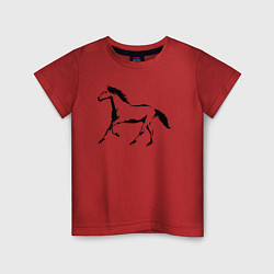 Футболка хлопковая детская Лошадь сбоку, цвет: красный