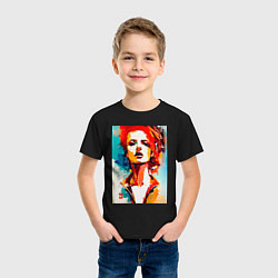Футболка хлопковая детская МоМо - женщина с рыжими волосами, цвет: черный — фото 2
