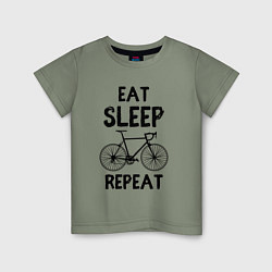Футболка хлопковая детская Eat sleep bike repeat, цвет: авокадо