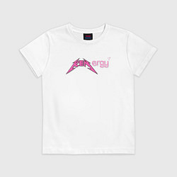 Футболка хлопковая детская Kenergy - metallica and barbie style, цвет: белый